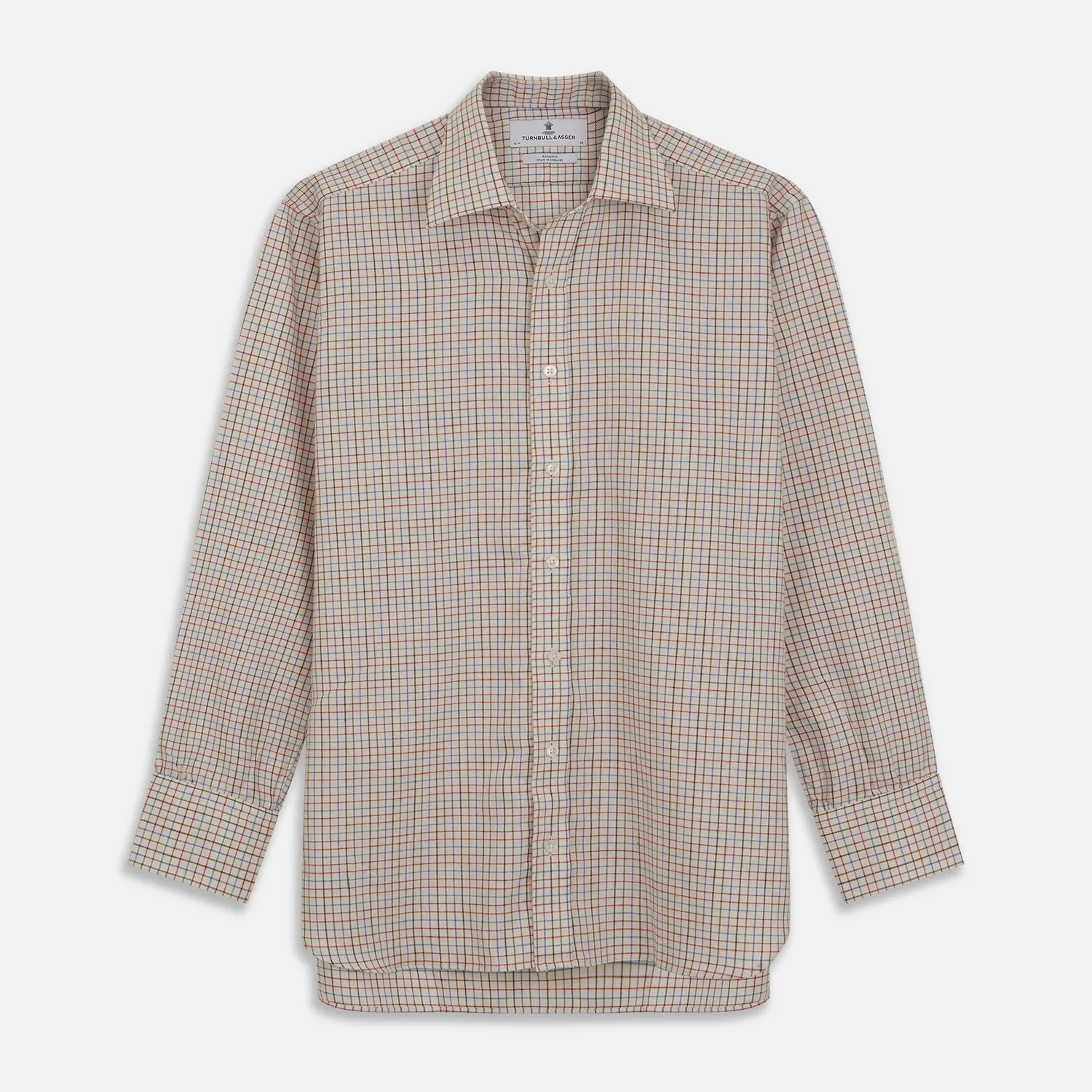 Pink Multi Check Cotton-Cashmere Shirt with T&A Collar and 3-Button Cuffs sold by Turnbull & Asser