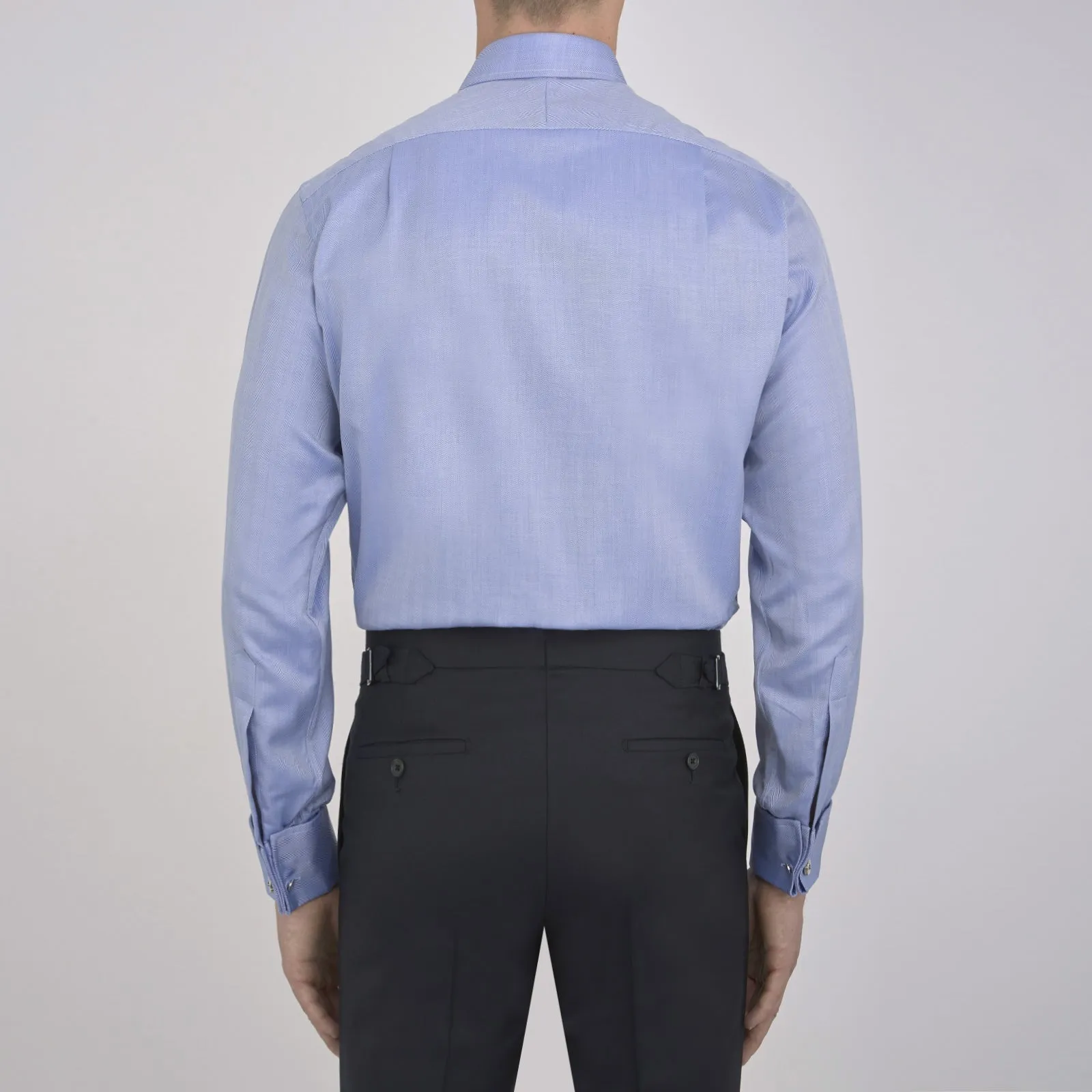 Blue Herringbone Superfine Cotton Shirt with T&A Collar and Double Cuffs sold by Turnbull & Asser product image thumbnail 3