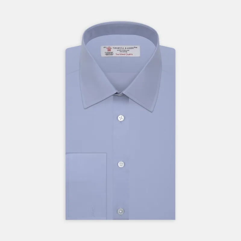 Blue Sea Island Quality Cotton Shirt with T&A Collar and Double Cuffs sold by Turnbull & Asser