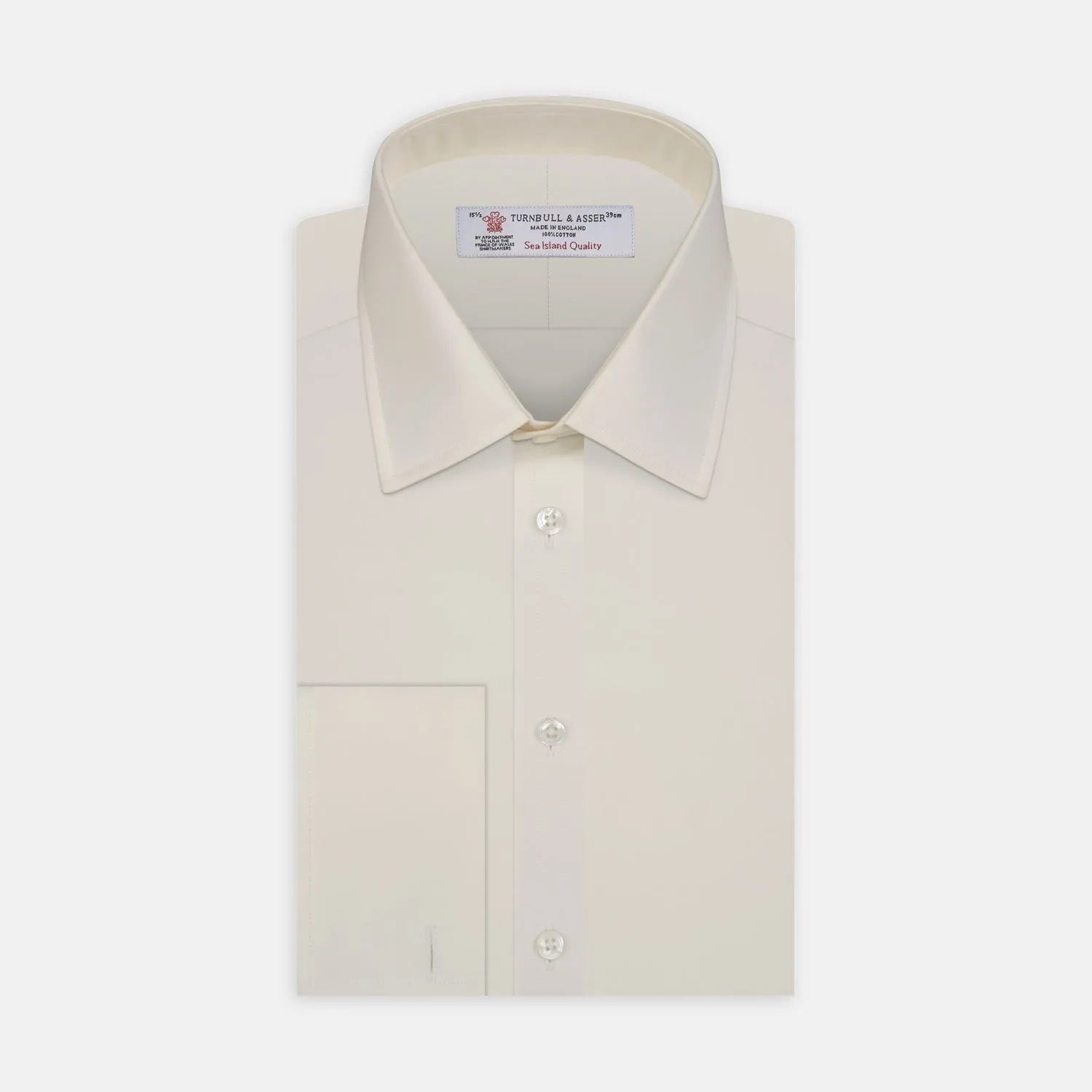 Cream Sea Island Quality Cotton Shirt with T&A Collar and Double Cuffs sold by Turnbull & Asser