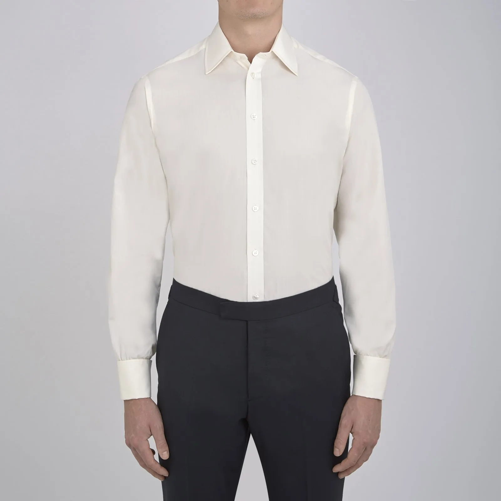 Cream Sea Island Quality Cotton Shirt with T&A Collar and Double Cuffs sold by Turnbull & Asser product image thumbnail 2
