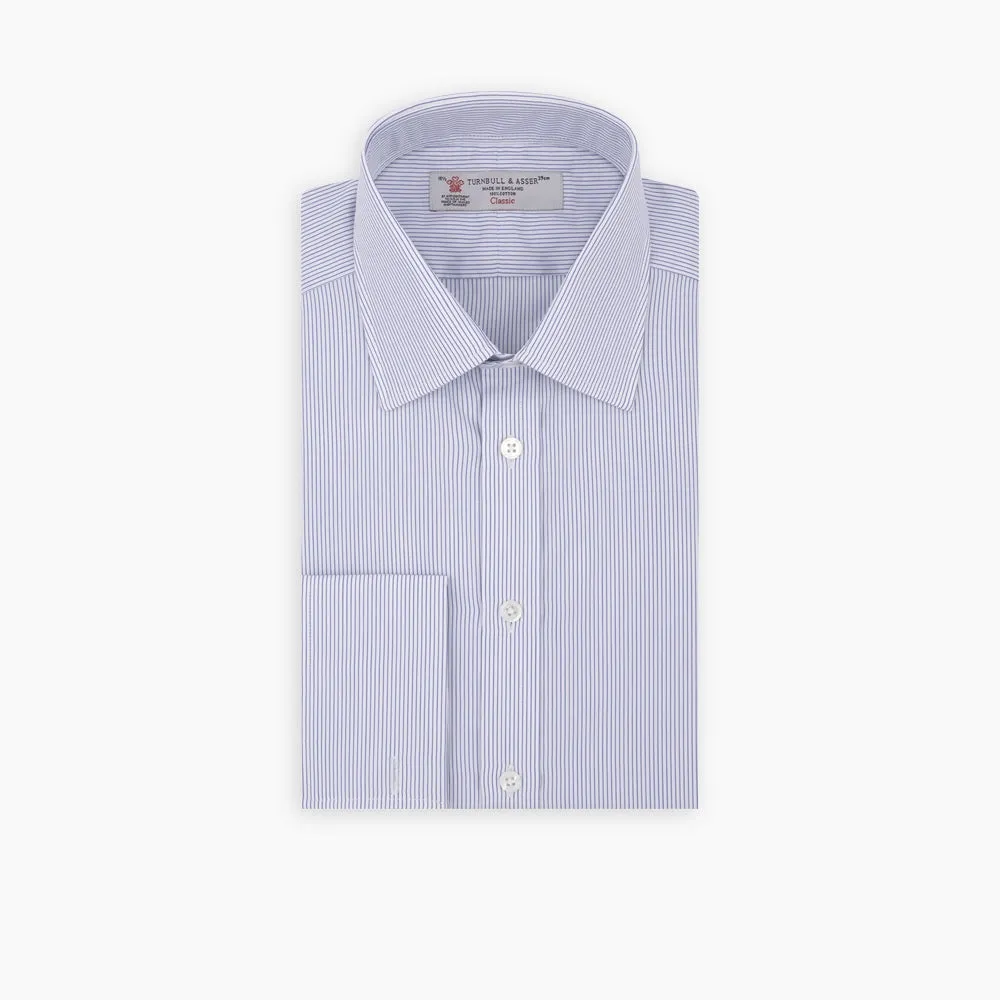 Blue and White Fine Stripe Cotton Shirt with T&A Collar and Double Cuff sold by Turnbull & Asser product image thumbnail 3
