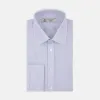 Blue and White Fine Stripe Cotton Shirt with T&A Collar and Double Cuff sold by Turnbull & Asser