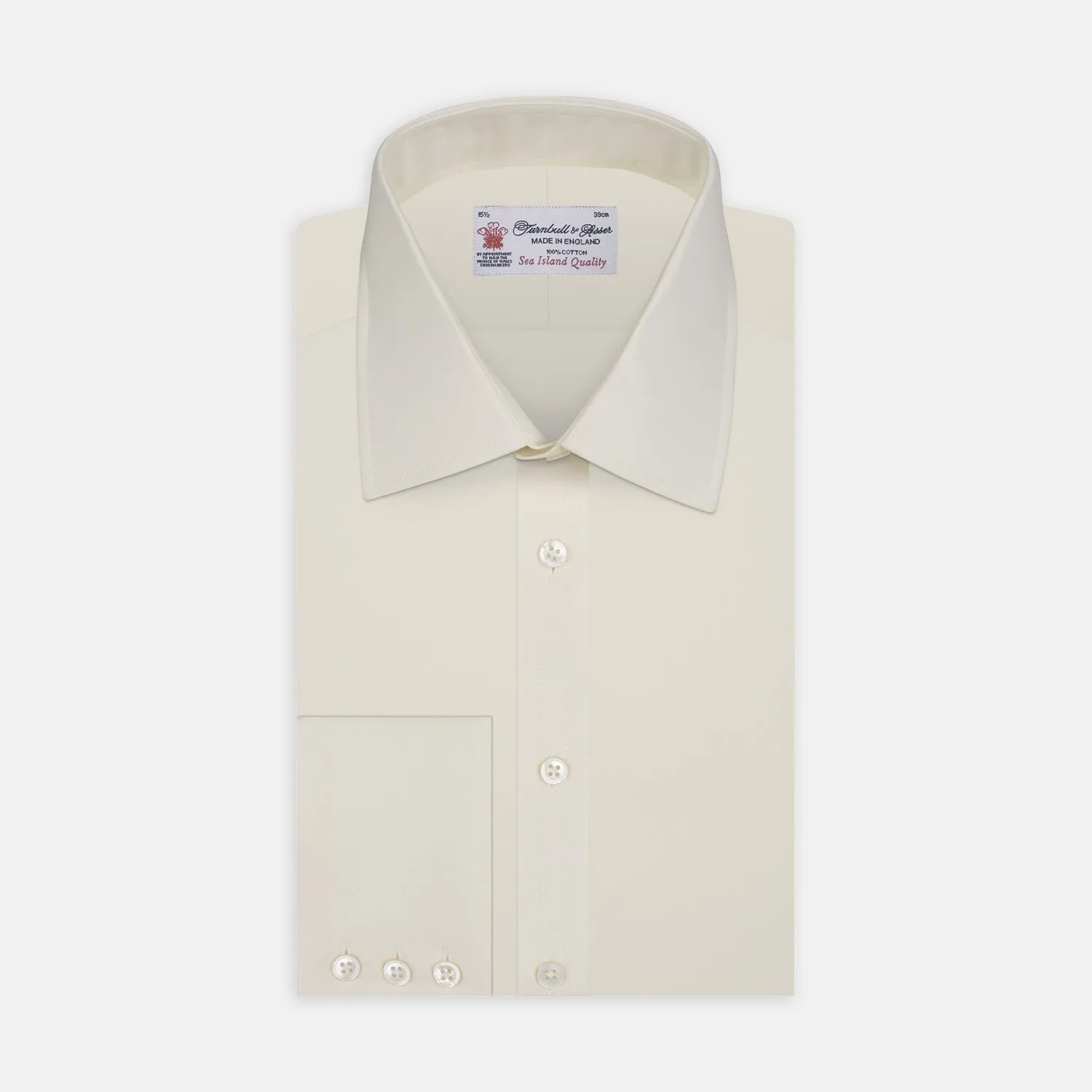Cream Sea Island Quality Cotton Shirt with T&A Collar and 3-Button Cuffs sold by Turnbull & Asser