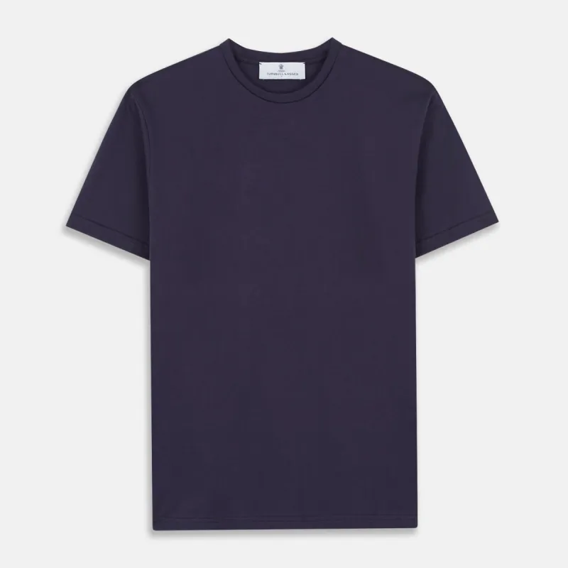 Navy Davey Cotton T-Shirt sold by Turnbull & Asser