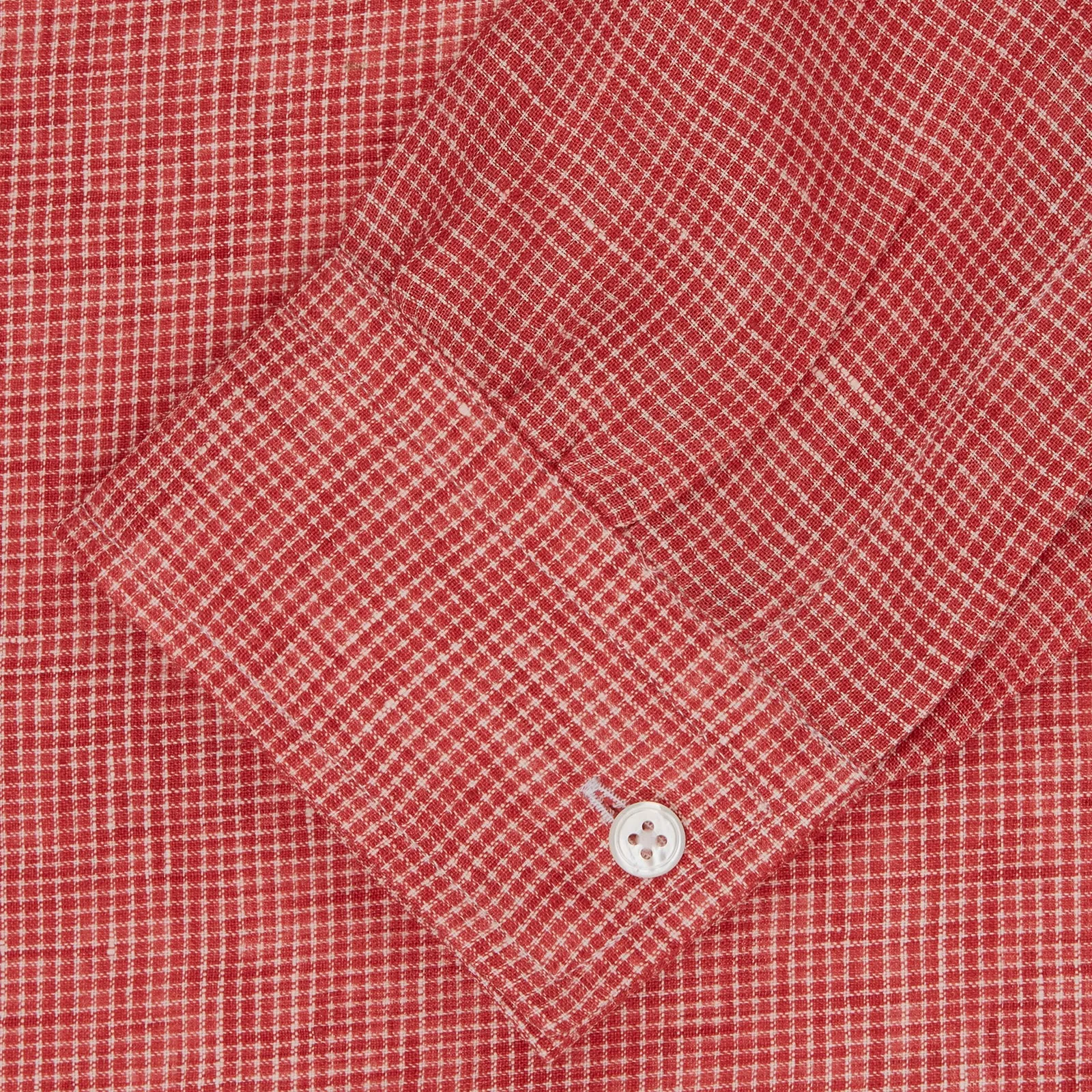 Weekend Fit Red Check Linen Shirt with Derby Collar and 1-Button Cuffs sold by Turnbull & Asser product image thumbnail 2