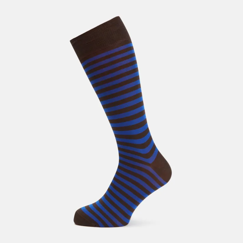 Blue Striped Cotton Blend Socks sold by Turnbull & Asser