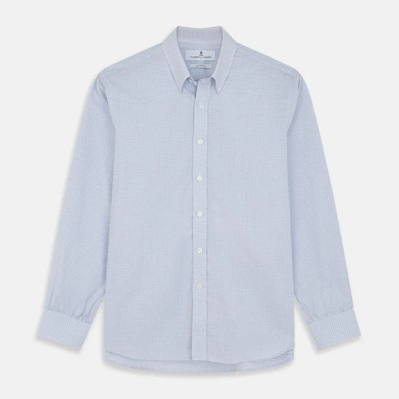 Pale Blue Multi Check Cashmerello Weekend Fit Hayne Shirt sold by Turnbull & Asser