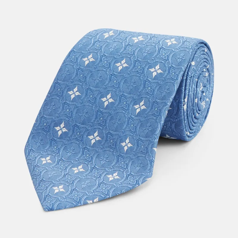Blue Multi Neat Silk Tie sold by Turnbull & Asser