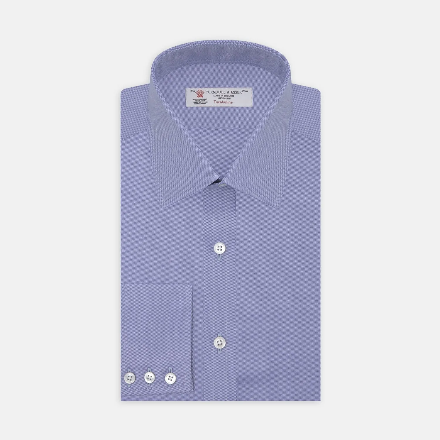 Blue Superfine Oxford Cotton Shirt with T&A Collar and 3-Button Cuffs sold by Turnbull & Asser