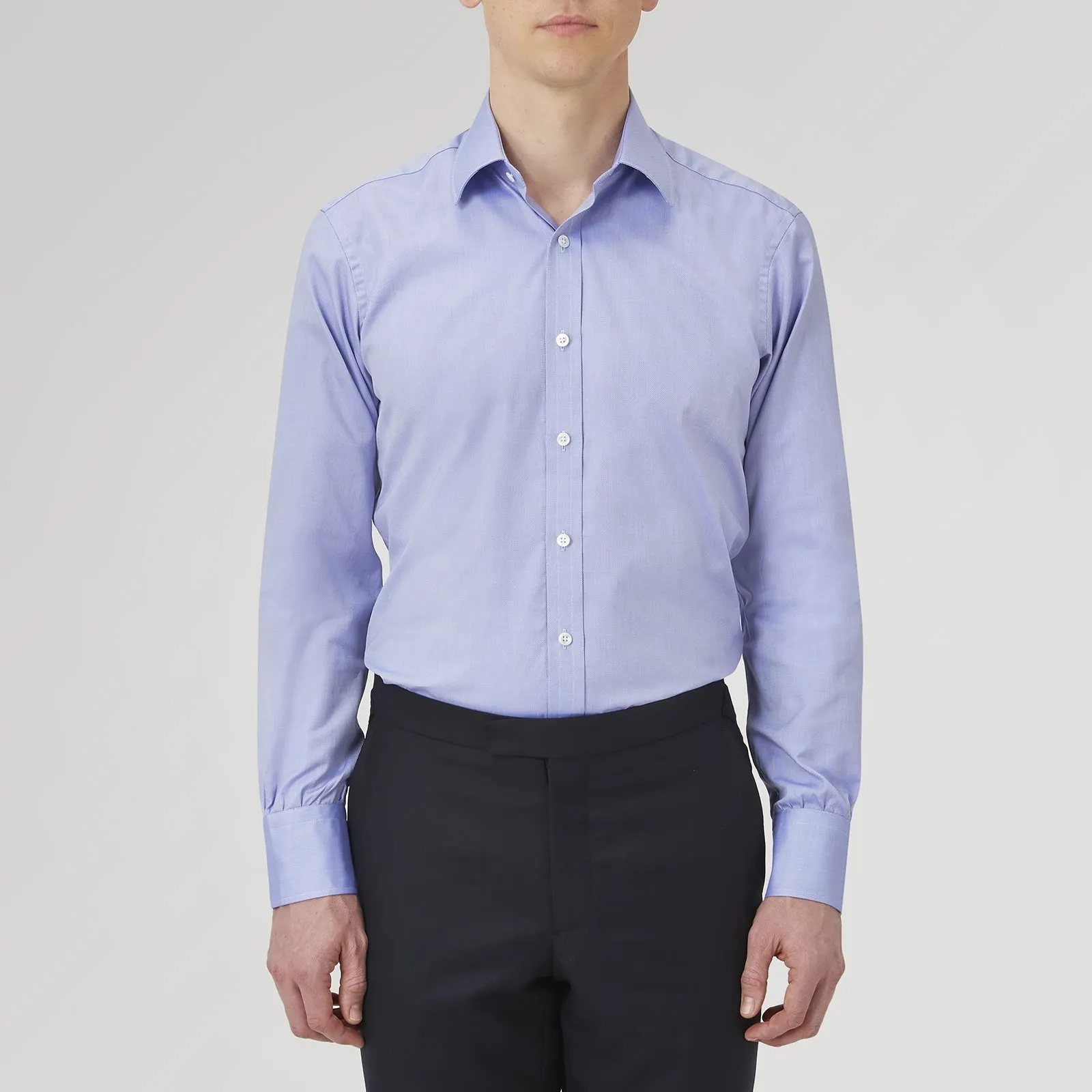 Blue Superfine Oxford Cotton Shirt with T&A Collar and 3-Button Cuffs sold by Turnbull & Asser product image thumbnail 2