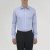 Blue Herringbone Sea Island Quality Cotton Shirt with T&A Collar and 3-Button Cuffs sold by Turnbull & Asser