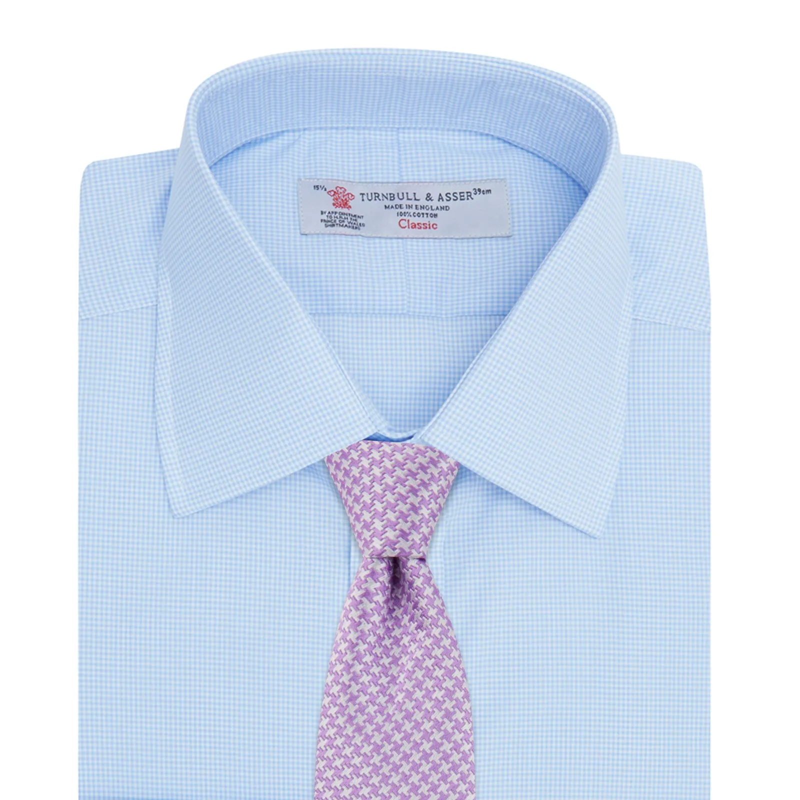Sky Blue Micro-Check Cotton Shirt with T&A Collar and 3-Button Cuffs sold by Turnbull & Asser product image thumbnail 4