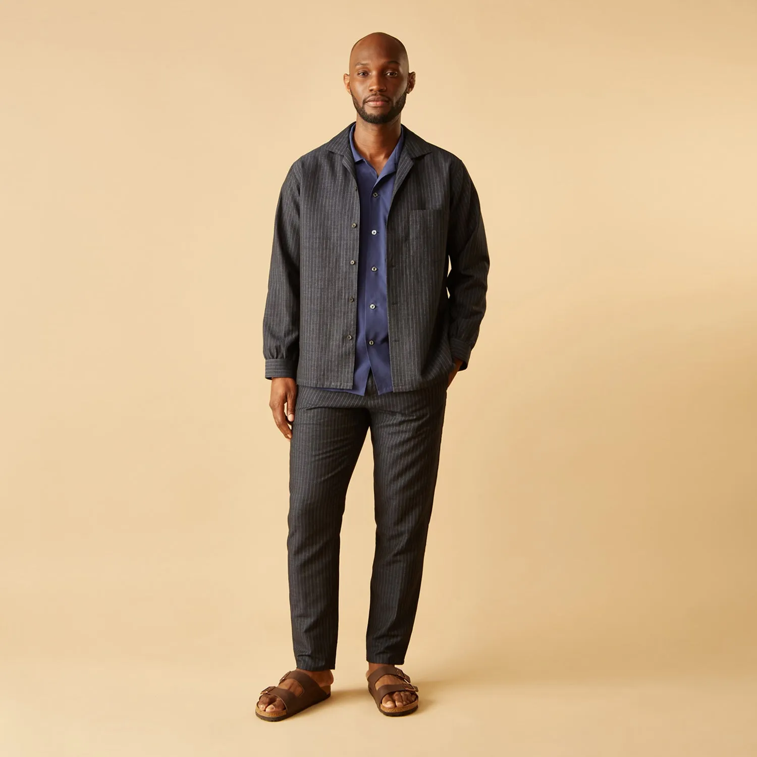 Navy Tailored Pinstriped Shirt Jacket sold by Turnbull & Asser product image thumbnail 2