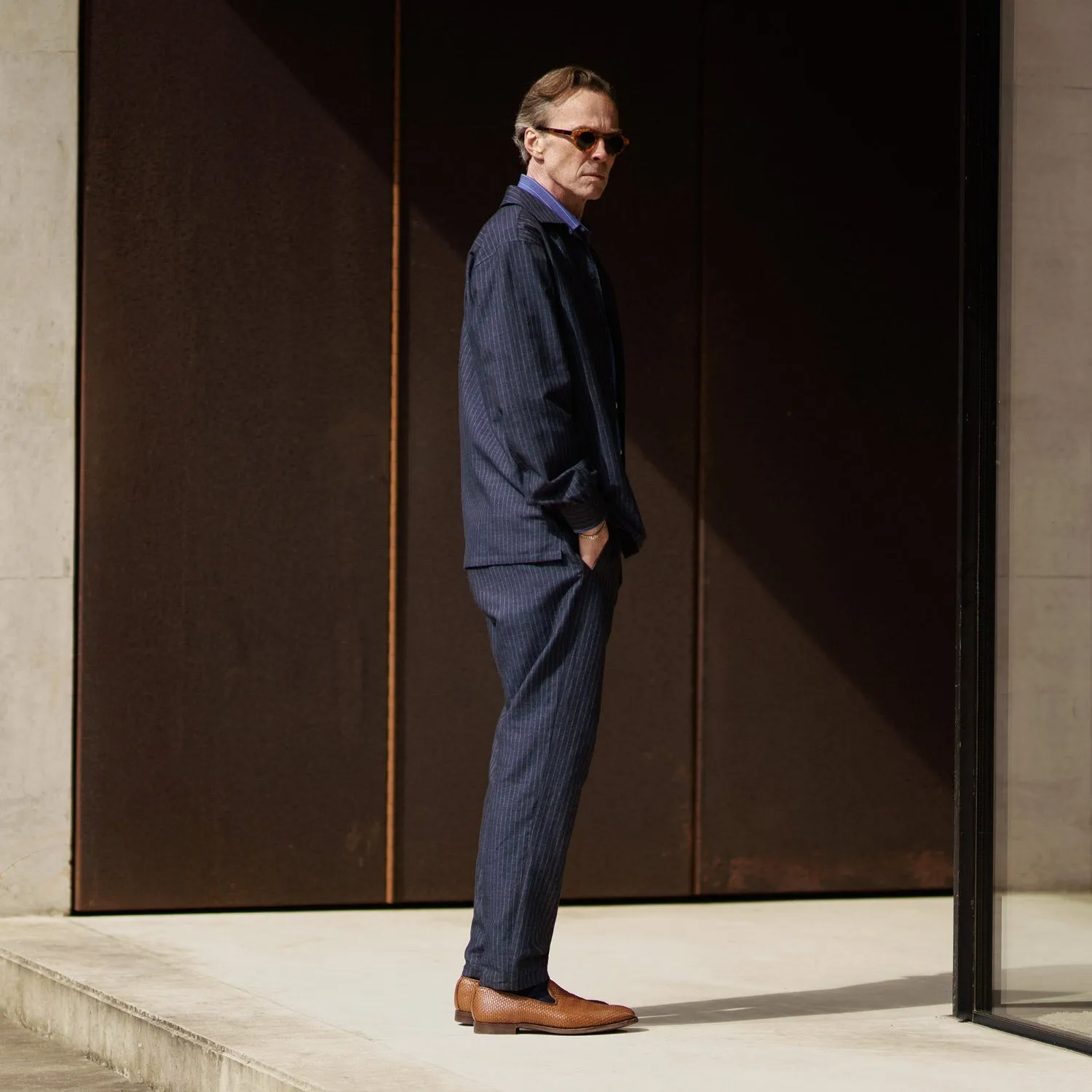 Navy Tailored Pinstriped Shirt Jacket sold by Turnbull & Asser product image thumbnail 4