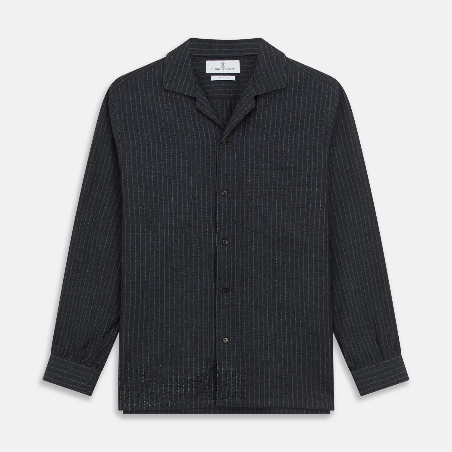 Navy Tailored Pinstriped Shirt Jacket sold by Turnbull & Asser