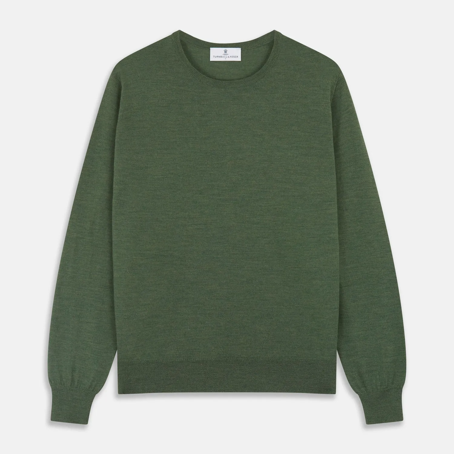 Bottle Green Merino Kingston Crew Neck Jumper sold by Turnbull & Asser product image thumbnail 2