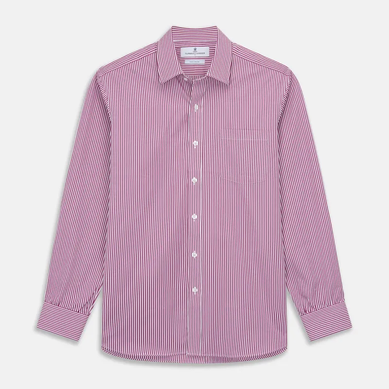 Purple & White Stripe Weekend Fit Shirt with Derby Collar and 1 Button Cuffs sold by Turnbull & Asser