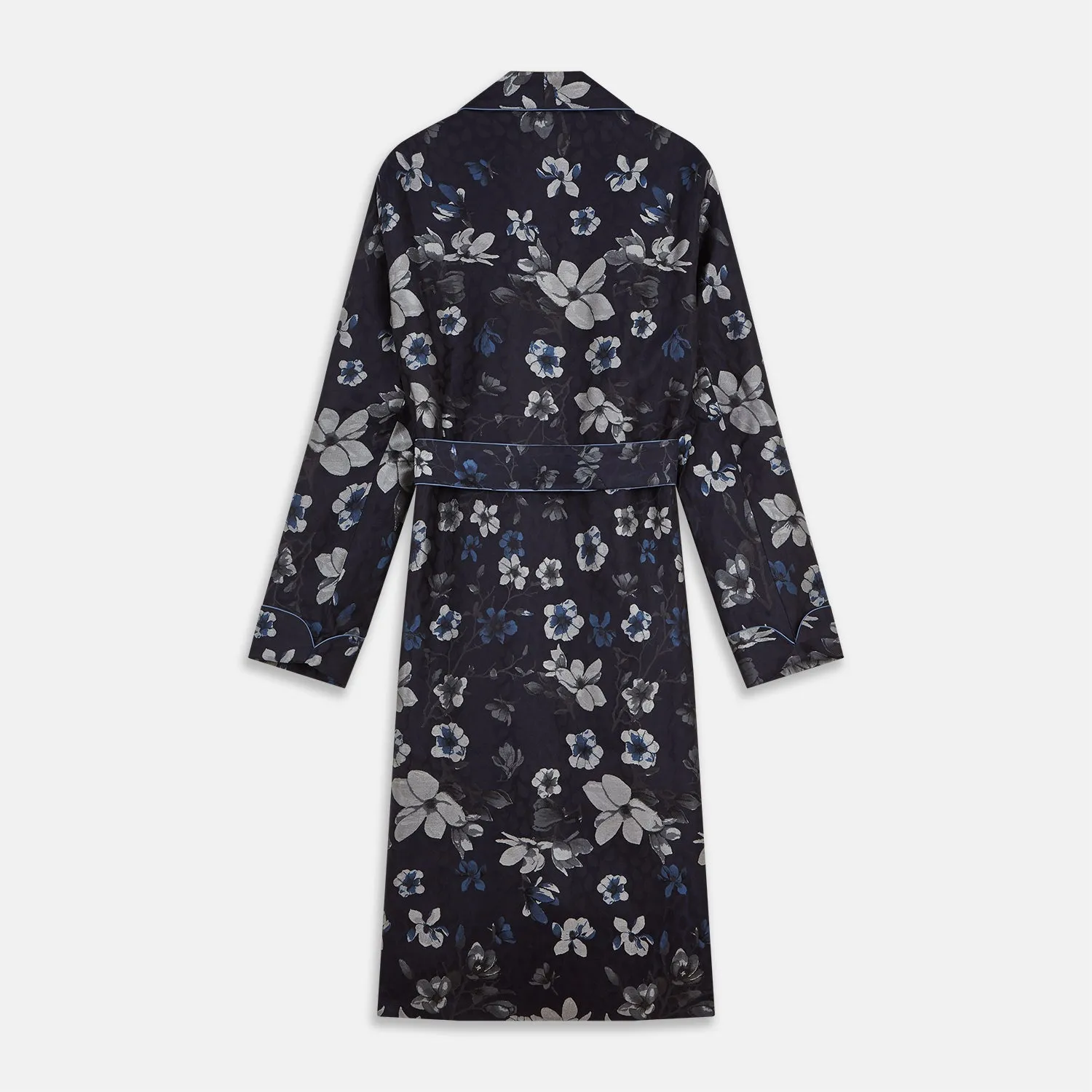 Navy Floral Silk Jacquard Pierce Gown sold by Turnbull & Asser product image thumbnail 5