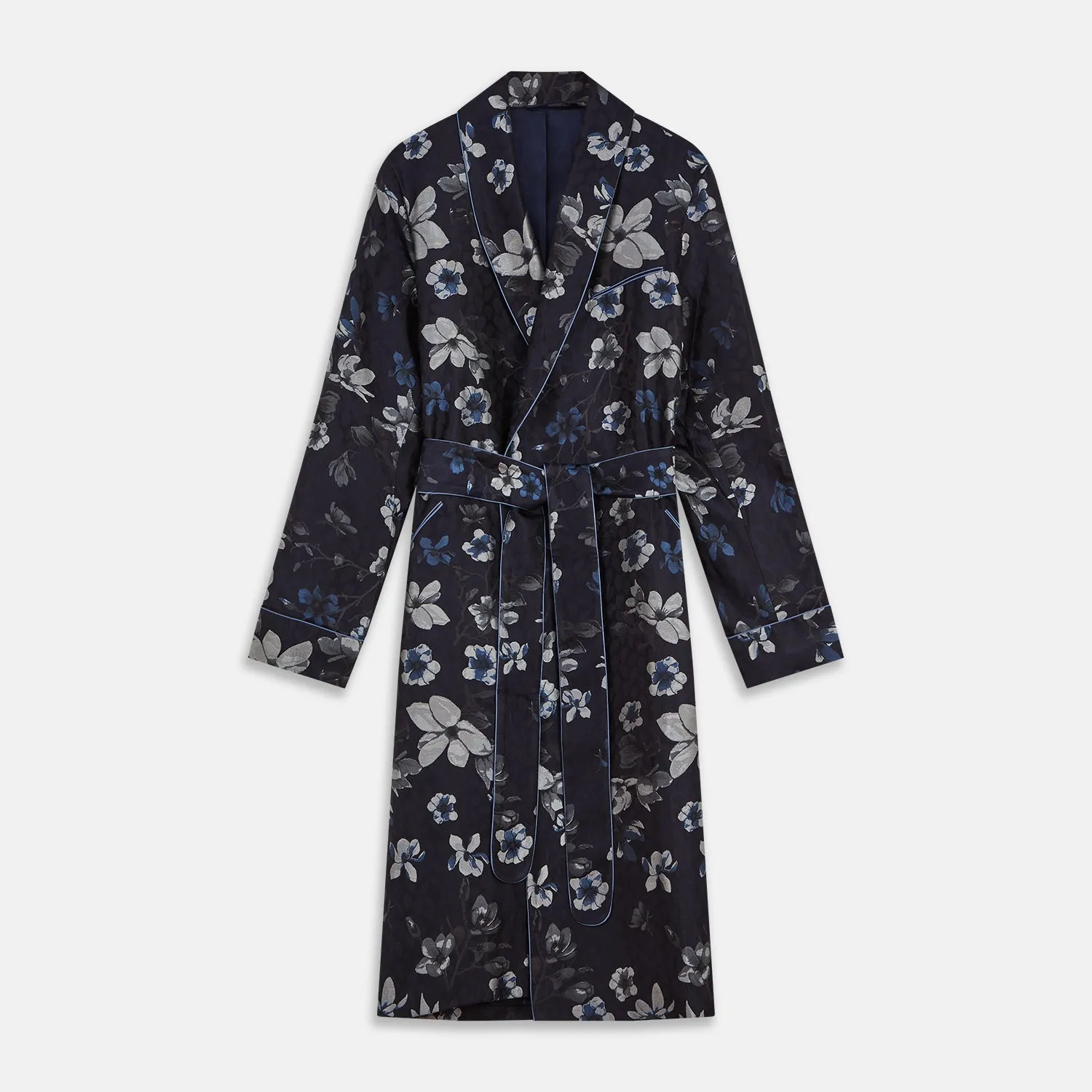 Navy Floral Silk Jacquard Pierce Gown sold by Turnbull & Asser