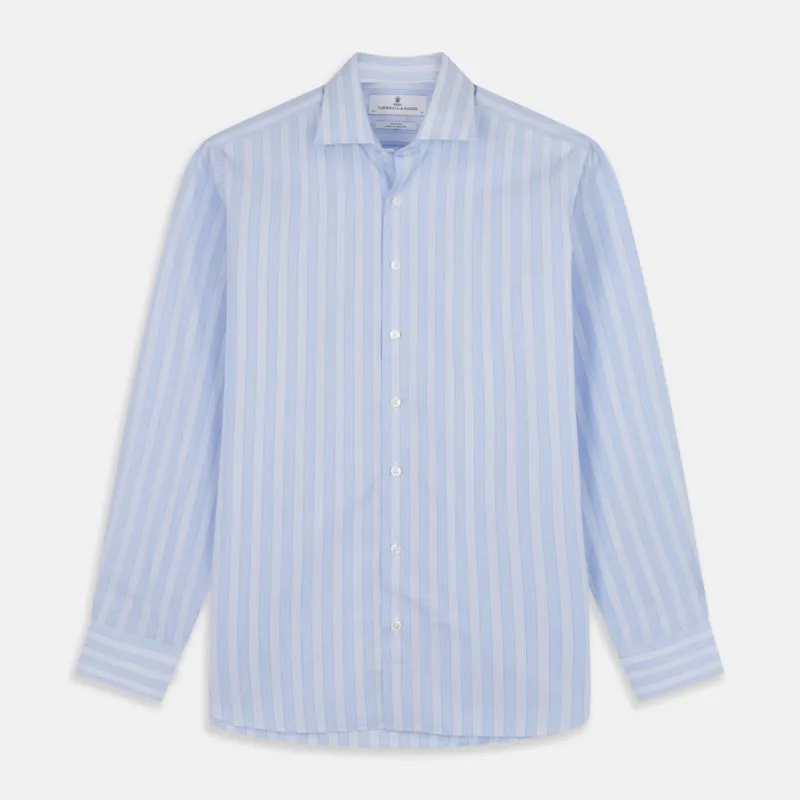 Tonal Blue Stripe Tailored Fit Shirt with Kent Collar sold by Turnbull & Asser