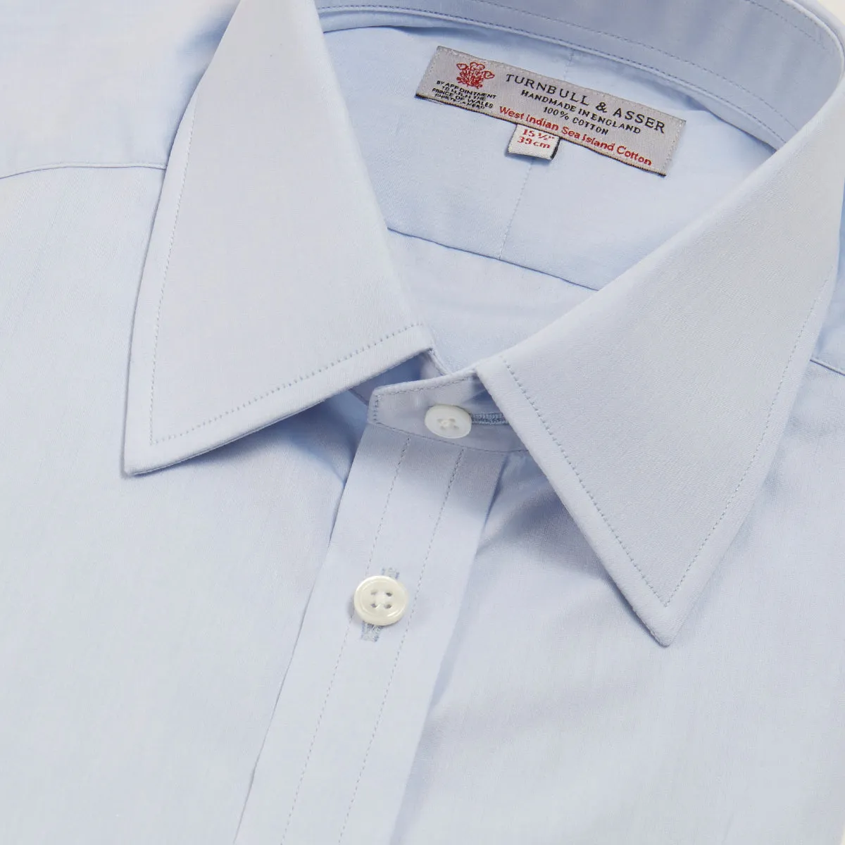 Blue West Indian Sea Island Cotton Shirt with T&A Collar and Double Cuffs sold by Turnbull & Asser product image thumbnail 5