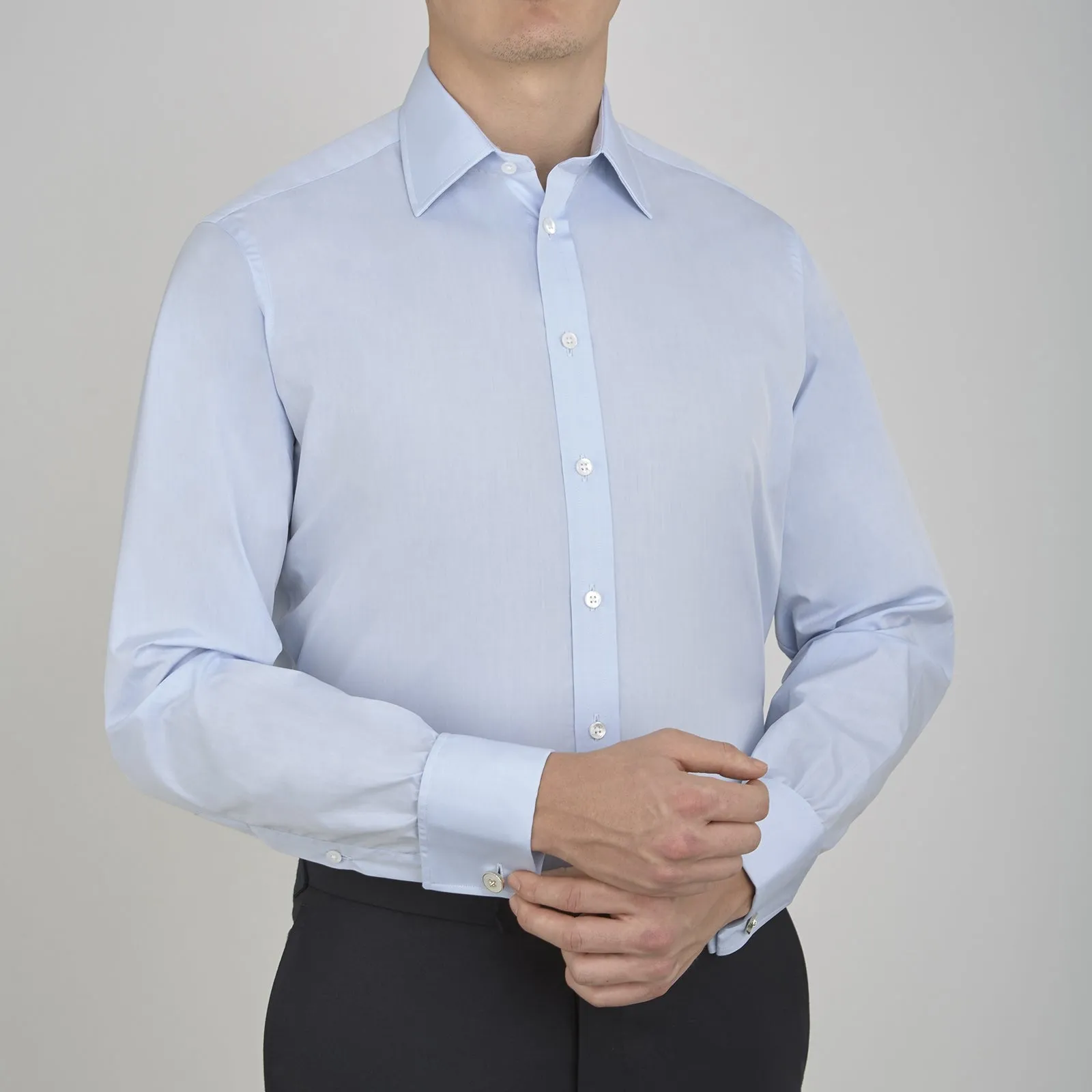 Blue West Indian Sea Island Cotton Shirt with T&A Collar and Double Cuffs sold by Turnbull & Asser product image thumbnail 2