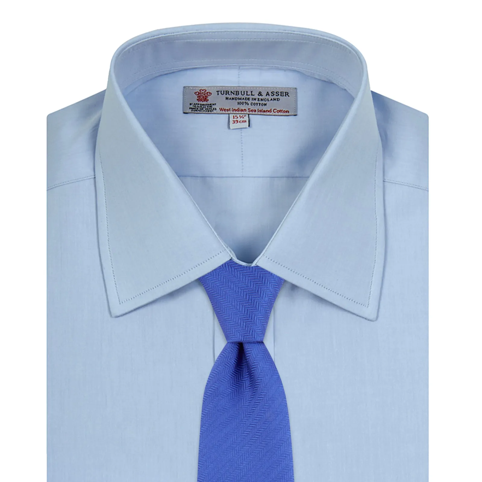 Blue West Indian Sea Island Cotton Shirt with T&A Collar and Double Cuffs sold by Turnbull & Asser product image thumbnail 4