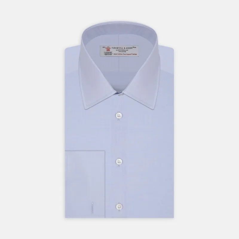 Blue West Indian Sea Island Cotton Shirt with T&A Collar and Double Cuffs sold by Turnbull & Asser