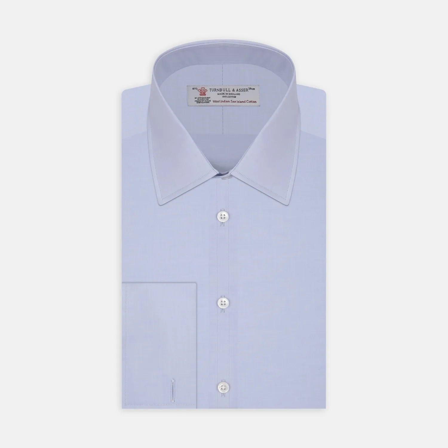 Blue West Indian Sea Island Cotton Shirt with T&A Collar and Double Cuffs sold by Turnbull & Asser