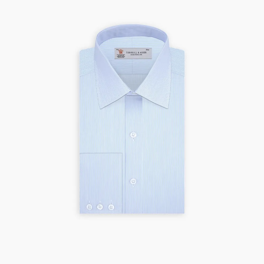 Blue Hairline Stripe Shirt with T&A Collar and 3-Button Cuffs sold by Turnbull & Asser product image thumbnail 3