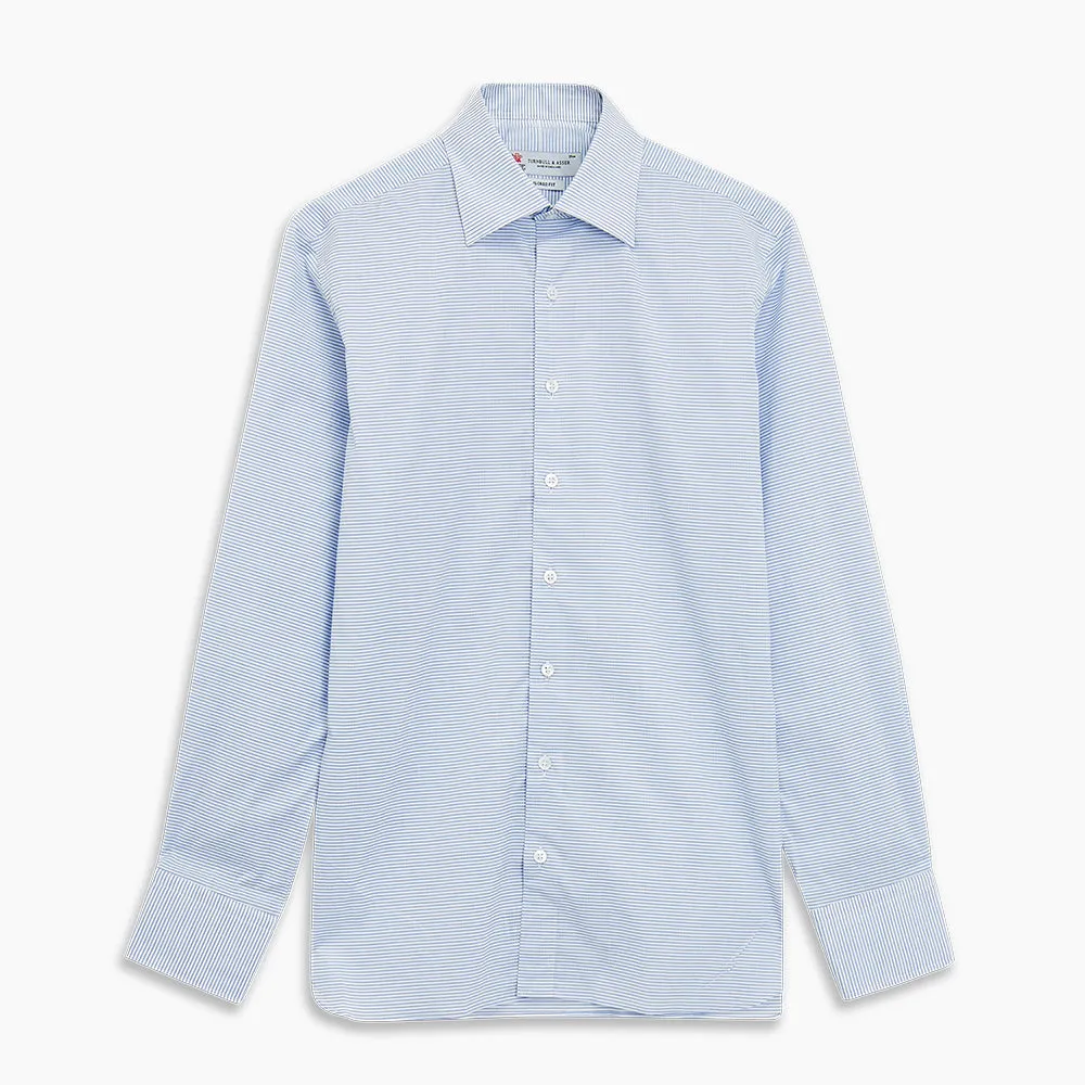 Blue & White Twill Cotton Stripe Tailored Fit Shirt with Bury Collar and 3-Button Cuffs sold by Turnbull & Asser product image thumbnail 2