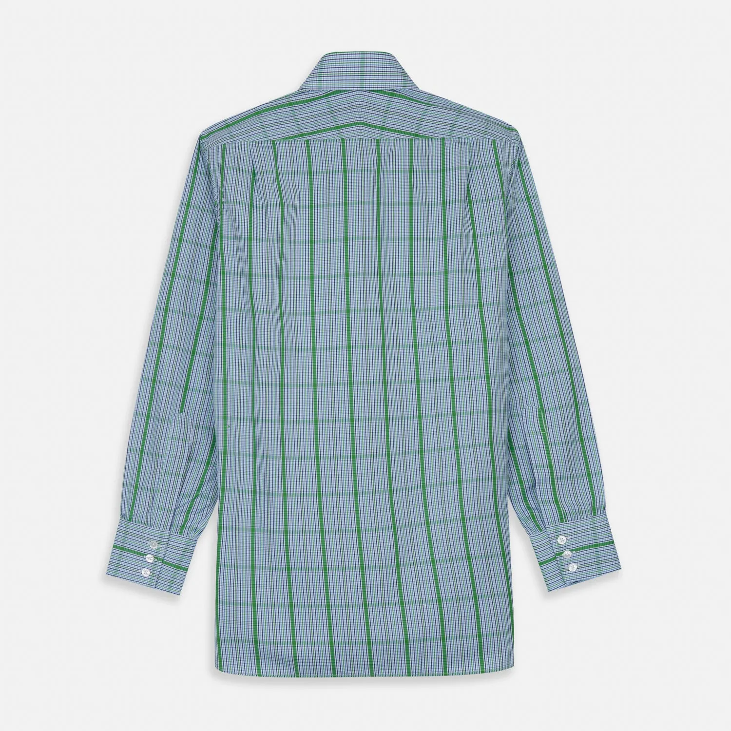 Green and Blue Fancy Check Regular Fit Shirt with T&A Collar sold by Turnbull & Asser product image thumbnail 5