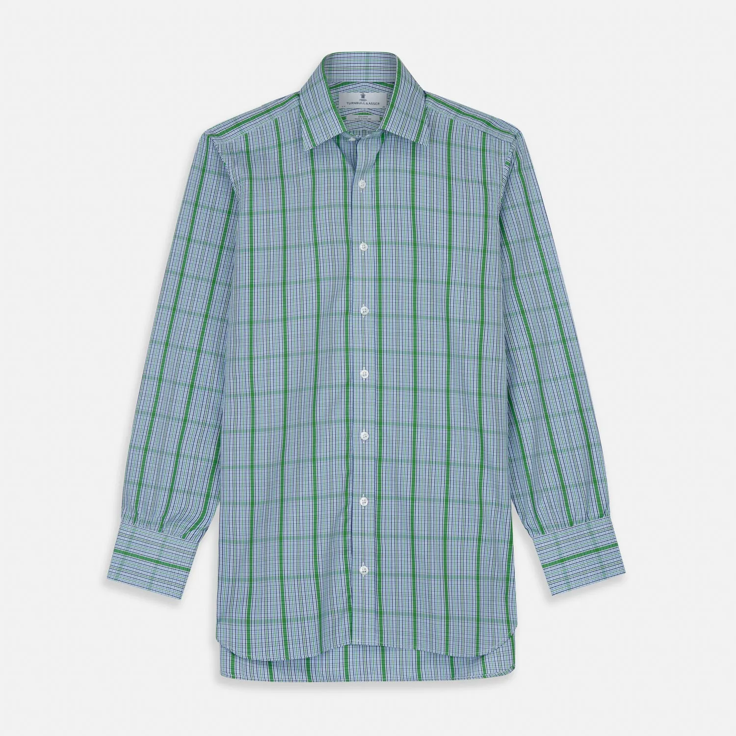 Green and Blue Fancy Check Regular Fit Shirt with T&A Collar sold by Turnbull & Asser