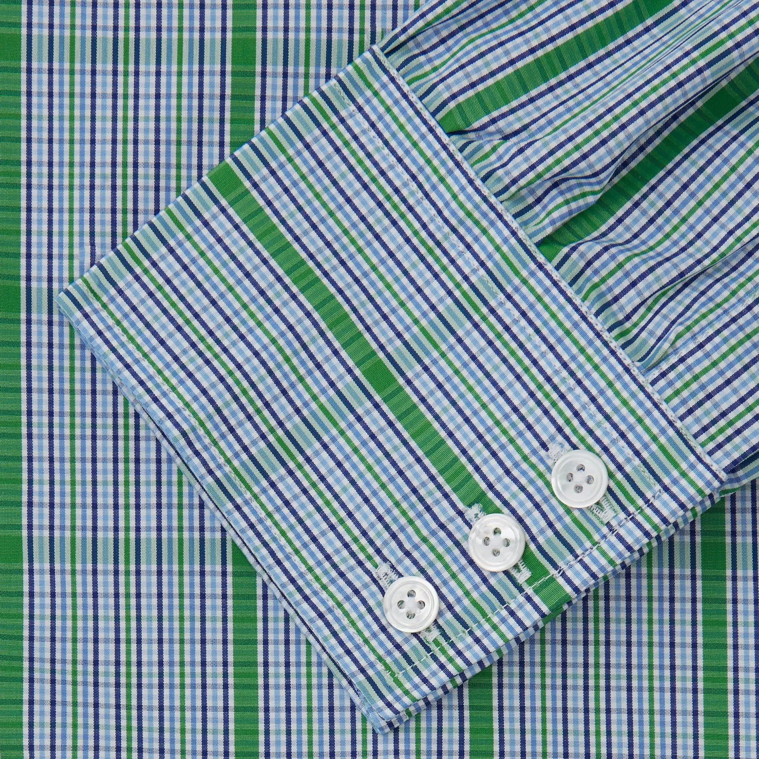 Green and Blue Fancy Check Regular Fit Shirt with T&A Collar sold by Turnbull & Asser product image thumbnail 3