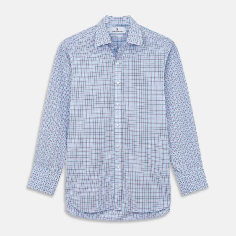 Blue, Purple & Green Check Regular Fit Shirt with T&A Collar and 3 Button Cuffs sold by Turnbull & Asser