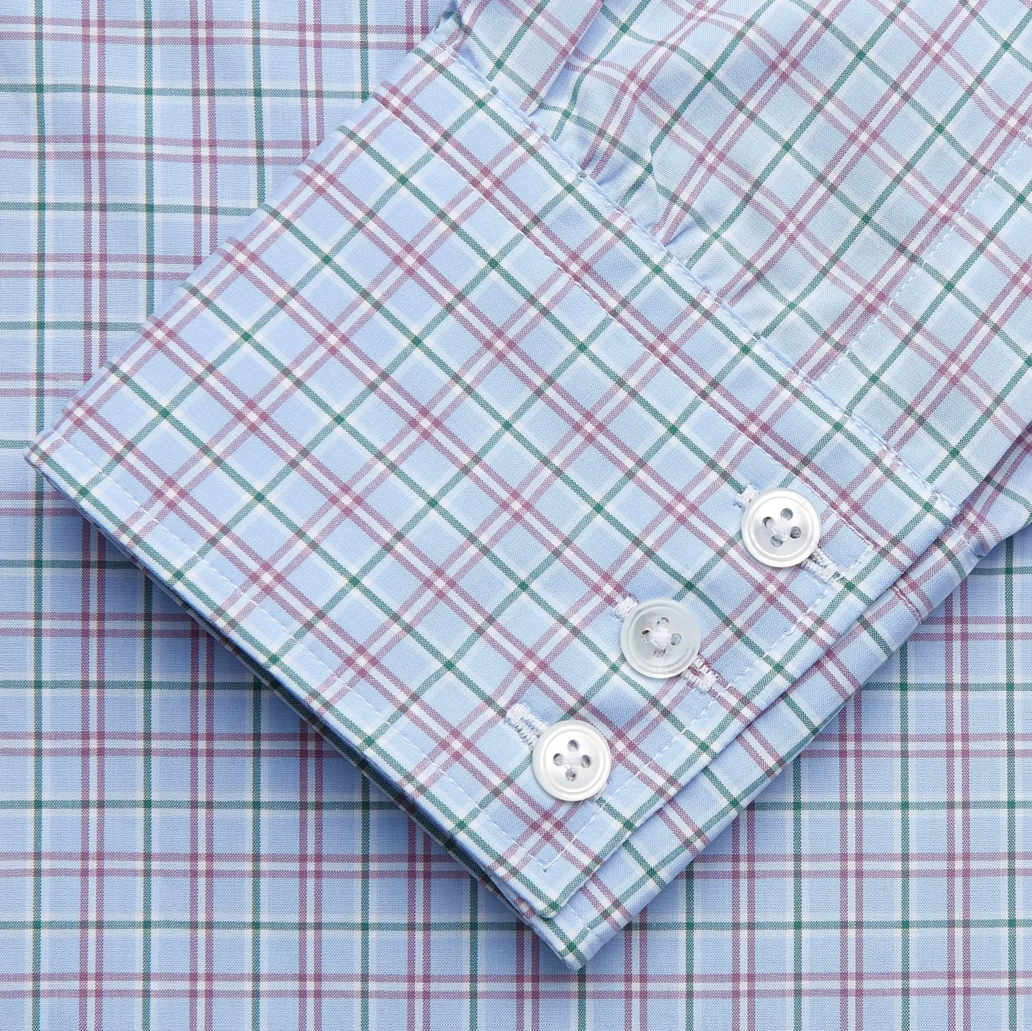Blue, Purple & Green Check Regular Fit Shirt with T&A Collar and 3 Button Cuffs sold by Turnbull & Asser product image thumbnail 3