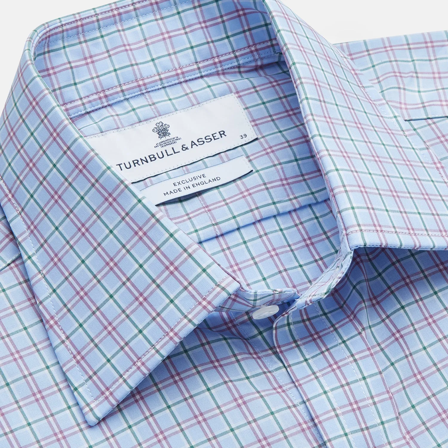 Blue, Purple & Green Check Regular Fit Shirt with T&A Collar and 3 Button Cuffs sold by Turnbull & Asser product image thumbnail 2