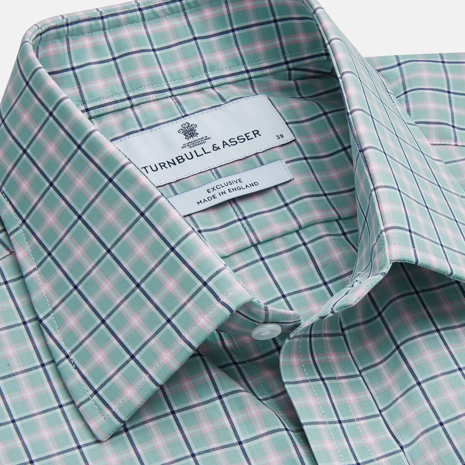 Green, Navy & Pink Check Regular Fit Shirt with T&A Collar and 3 Button Cuffs sold by Turnbull & Asser product image thumbnail 2