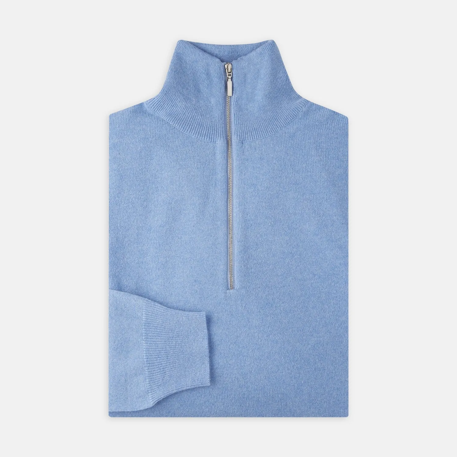 Sky Blue Half-Zip Cashmere Jumper sold by Turnbull & Asser