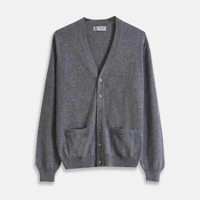 Grey Fine Cashmere Cardigan sold by Turnbull & Asser