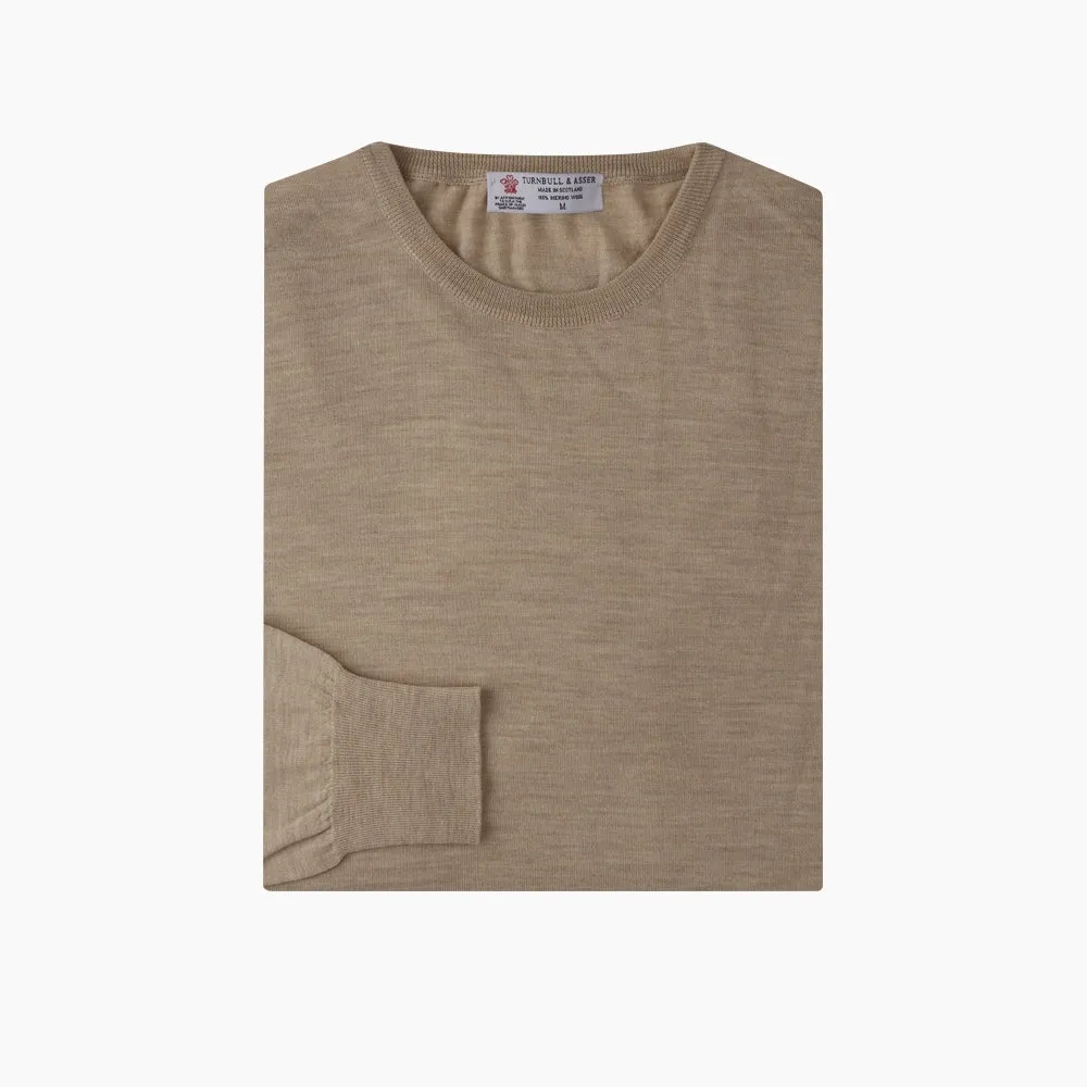 Camel Fine Merino Crewneck Jumper sold by Turnbull & Asser product image thumbnail 3