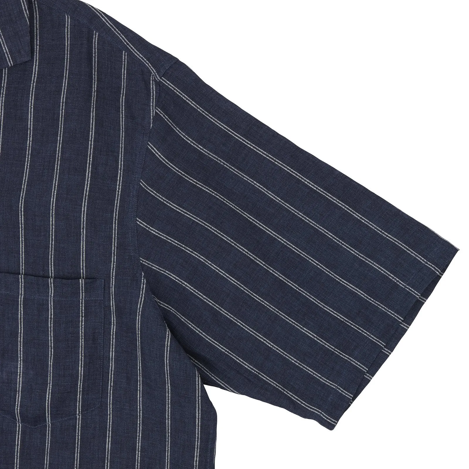 Holiday Fit Stripe Linen Short Sleeve Shirt with Revere Collar sold by Turnbull & Asser product image thumbnail 3