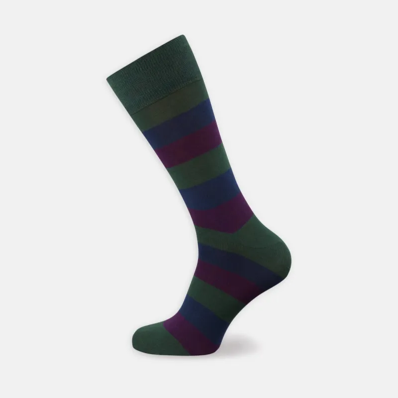 Plum, Forest Green and Navy Cotton Mix Short Socks sold by Turnbull & Asser
