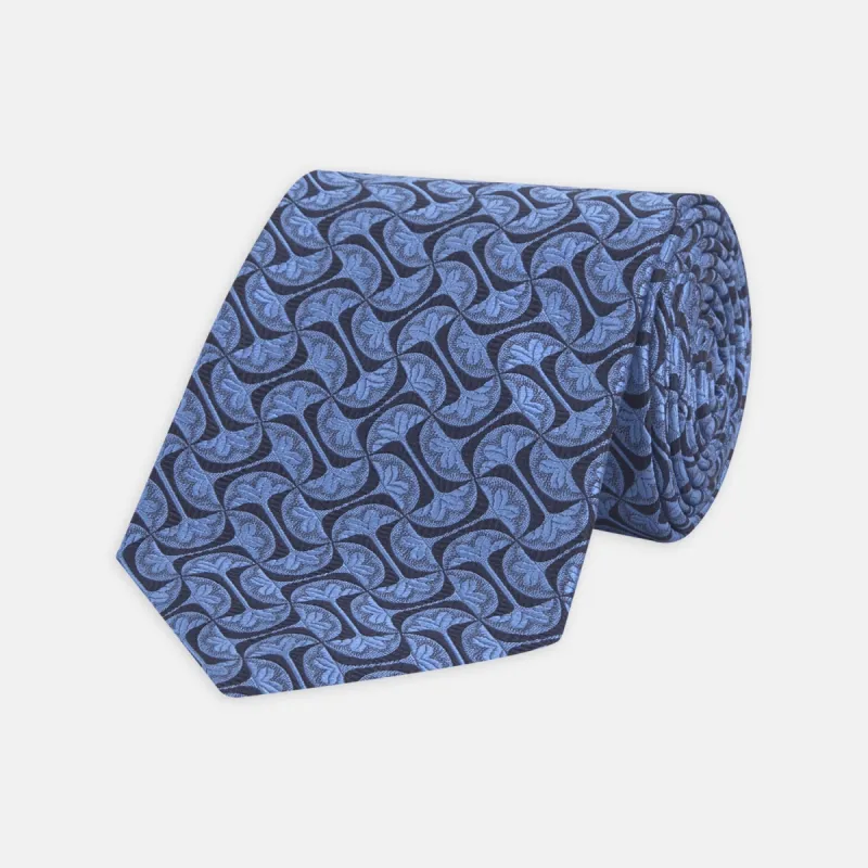 Blue Geo Silk Tie sold by Turnbull & Asser