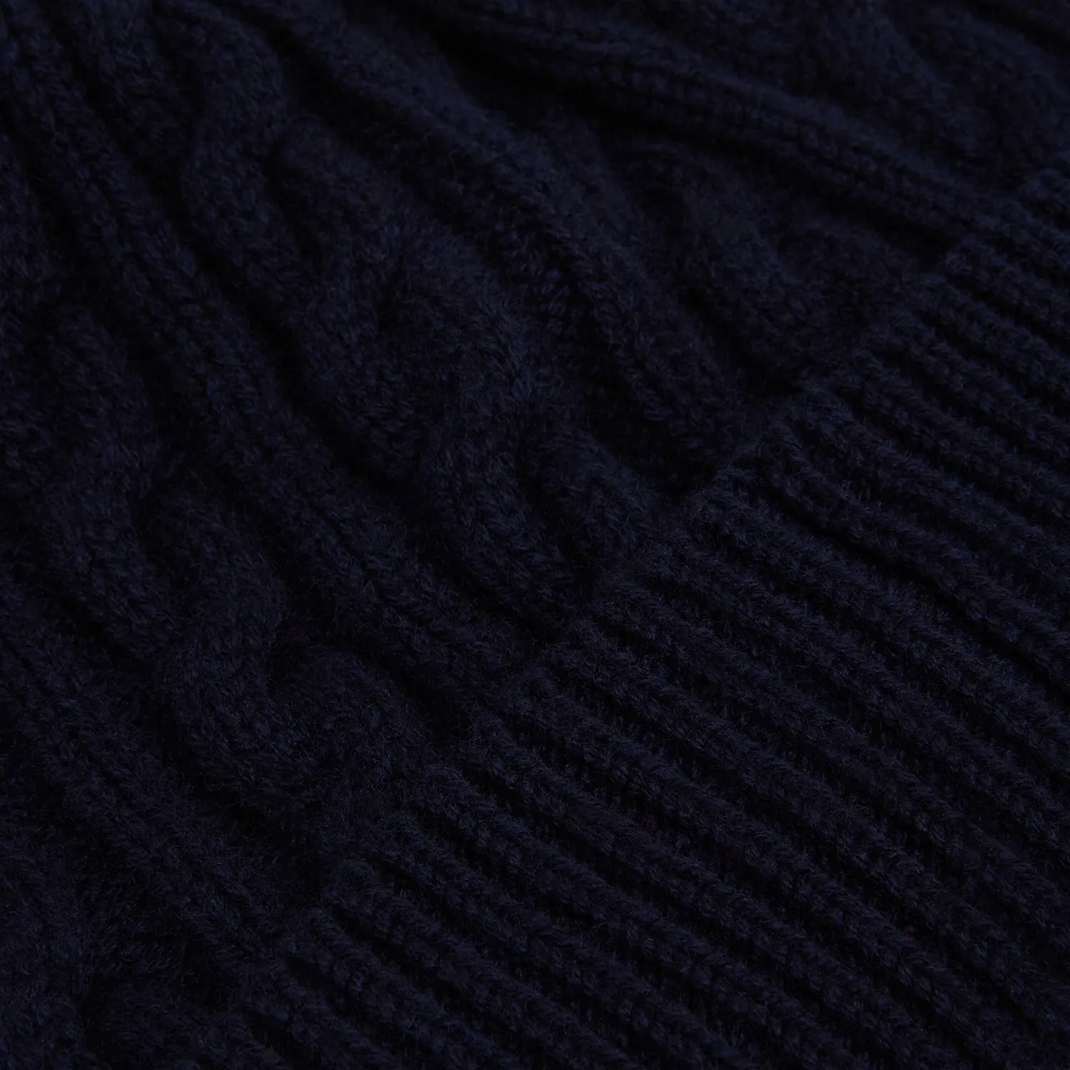 Midnight Blue Cable Knit Cashmere Beanie sold by Turnbull & Asser product image thumbnail 2