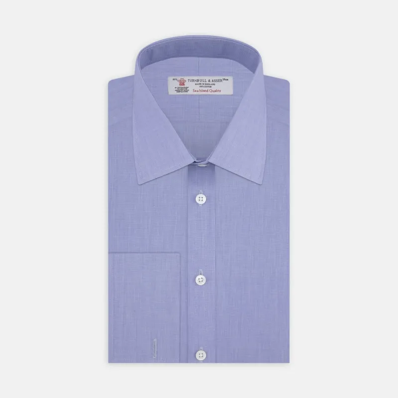 Dark Blue Sea Island Quality Cotton Shirt with T&A Collar and Double Cuffs made by Turnbull & Asser