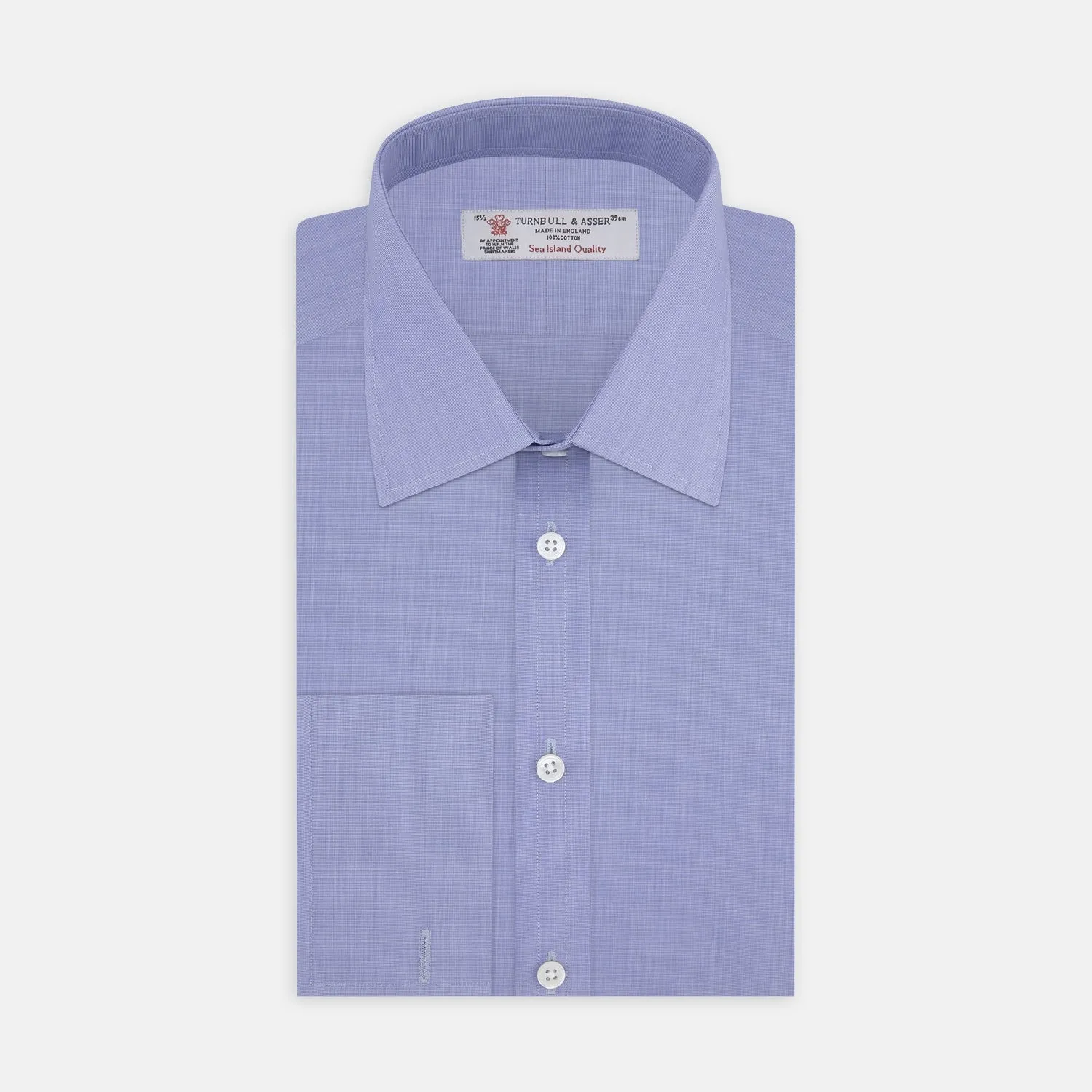 Dark Blue Sea Island Quality Cotton Shirt with T&A Collar and Double Cuffs sold by Turnbull & Asser