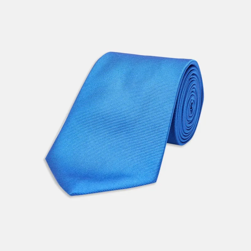 Slim Royal Blue Twill Silk Tie sold by Turnbull & Asser