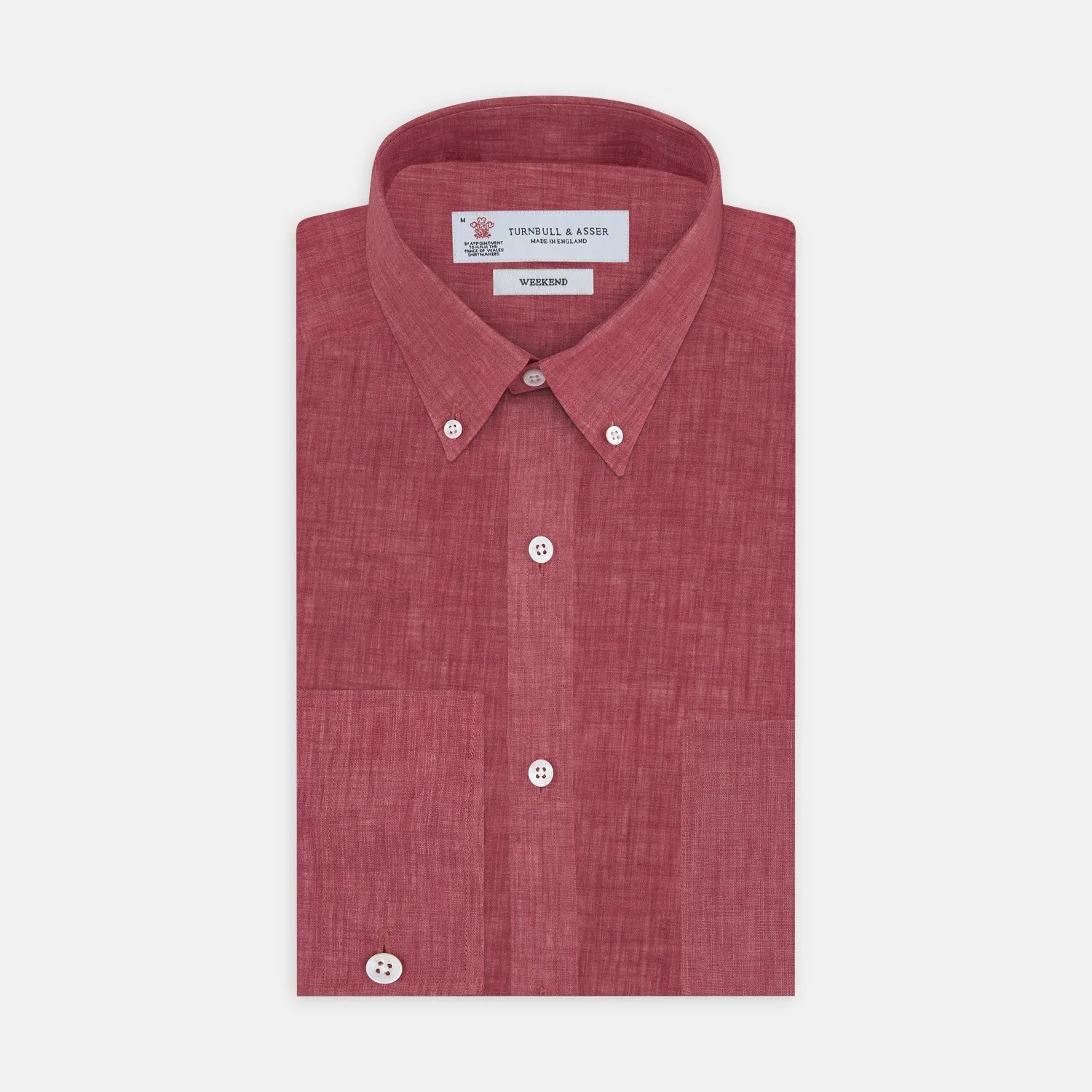 Weekend Fit Red Linen Shirt with Dorset Collar and 1-Button Cuff sold by Turnbull & Asser